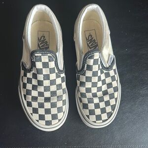 Vans Kids Checkered Slip-On Shoes - Black and White